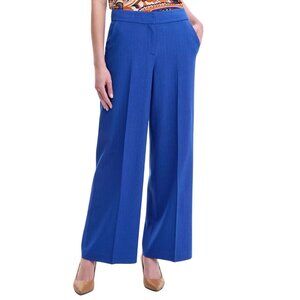 NWT Tahari ASL Mid-Rise Wide-Leg Solid Pants Royal Blue Size 12 MSRP $89.00